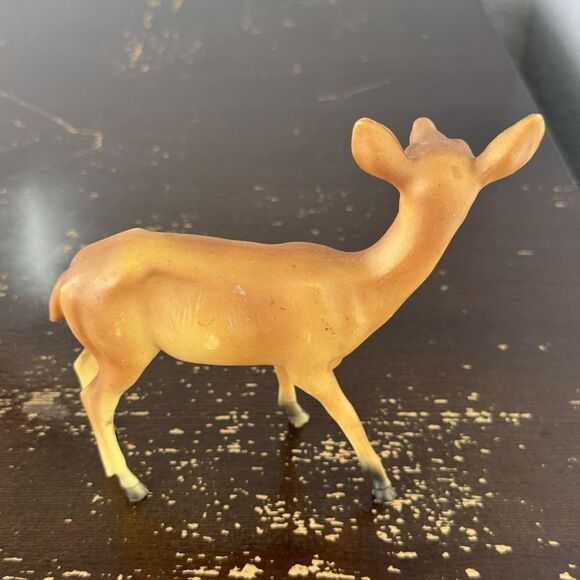 Vtg Celluloid Hard Plastic Deer Figurines Set of 4 Hong Kong 3 Doe 1 Fawn Bambi - Picture 11 of 12